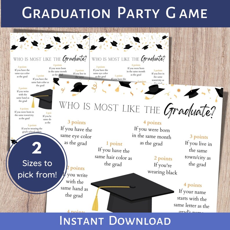 Printable Gradulation Games Graduation Games Printable, Graduation Party Games, Class of 2025, Who ...