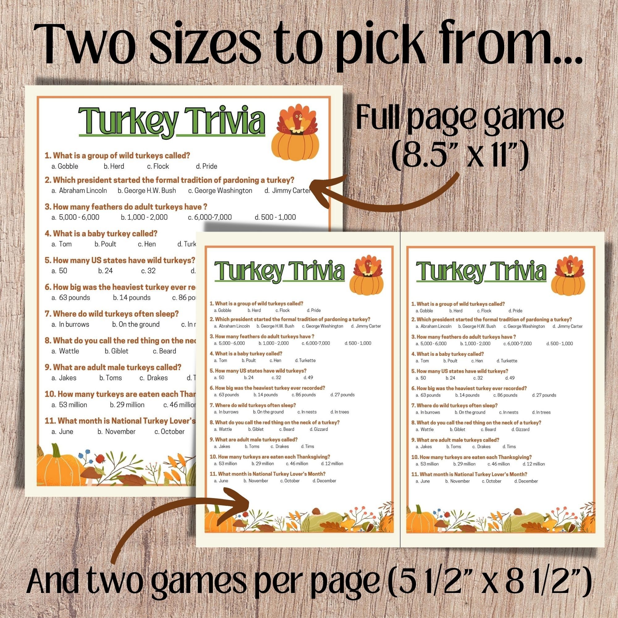 Turkey Trivia, Thanksgiving Trivia, Fall Trivia Game, Thanksgiving Quiz