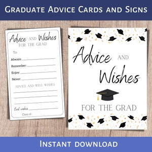 Tarjetas imprimibles de consejos de graduación, recuerdo de graduación, graduación de 2025, tarjetas de consejos, fiesta de graduación, letrero de graduación, consejos de graduación