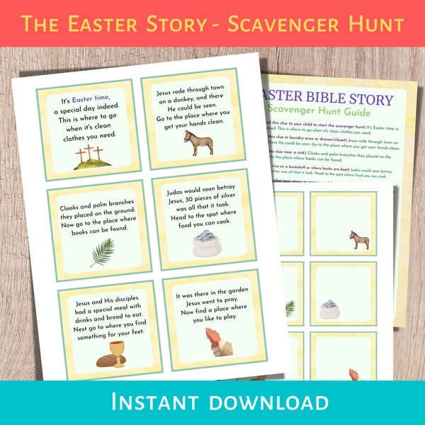 Easter Scavenger Hunt, Easter Bible Game, Printable Easter Game, Religious Easter Game, Indoor Scavenger Hunt, Treasure Hunt For Kids