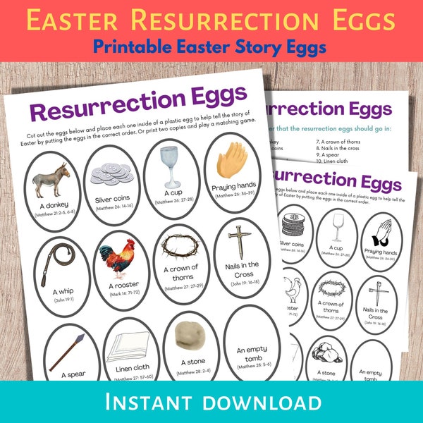 Resurrection Eggs, Easter Bible Games, Resurrection Eggs Printable, Easter Printable Game For Kids, Easter Advent, Religious Easter Activity