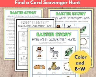 Easter Scavenger Hunt, Easter Story, Easter Treasure Hunt, Holy Week Coloring, Easter Coloring Page, Hide and Seek Game, Bible Story Easter