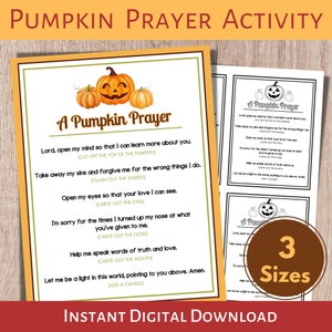 Pumpkin Prayer, Halloween Tracts, Religious Halloween, Pumpkin Printable for Kids, Bible Lesson for Kids, Religious Activity, Fall Craft