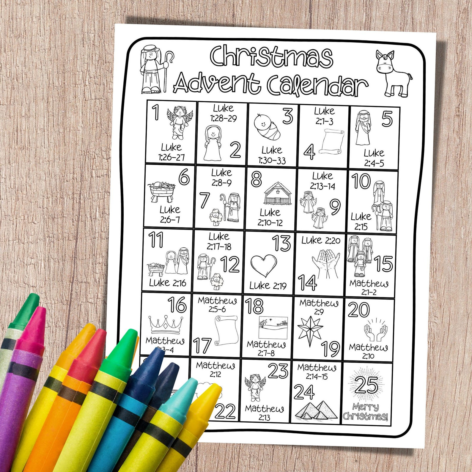 Advent Calendar for Kids, Nativity Printable, Christmas Countdown ...