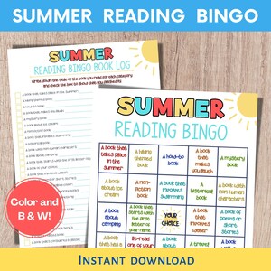 Summer Reading Log, Kids Reading Chart, Summer Reading Bingo, Summer Reading Challenge, Reading Log for Kids, Summer Reading Chart, Bingo