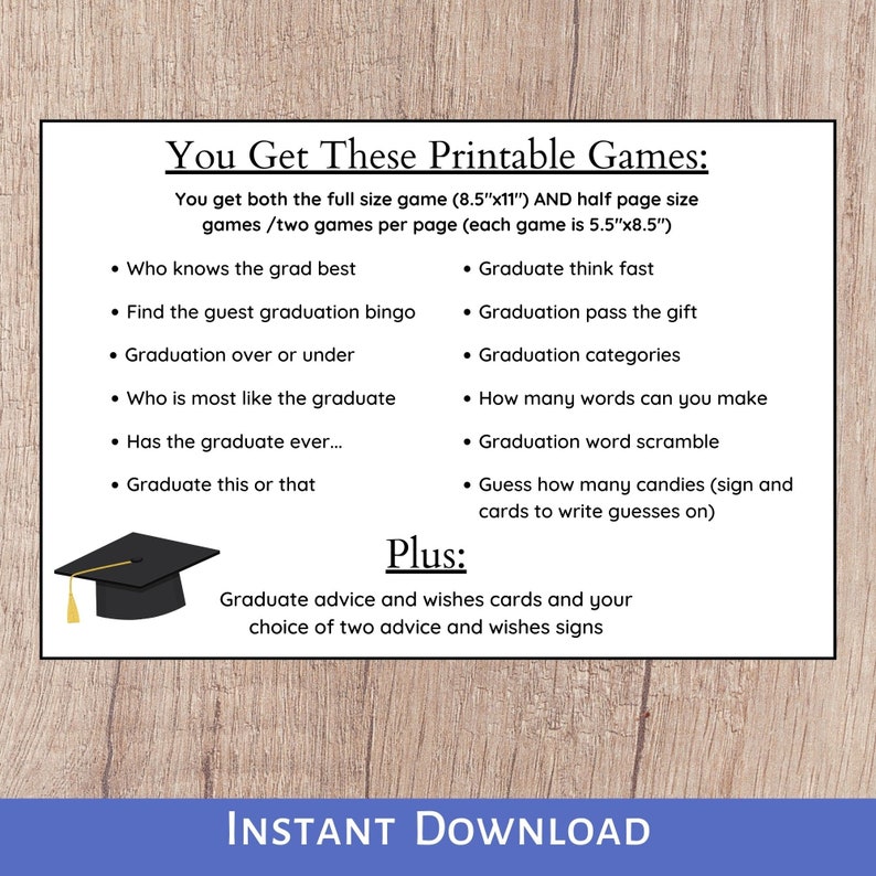 Graduation Games, Graduation Bundle, Printable Grad Game, Pass the Gift ...