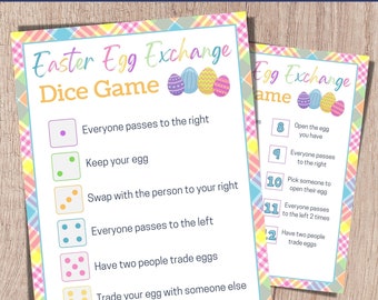 Easter Dice Game, Easter Egg Exchange Dice Game, Pass the Gift, Easter Games for Adults, Easter Dice Exchange, Printable Easter Party Game