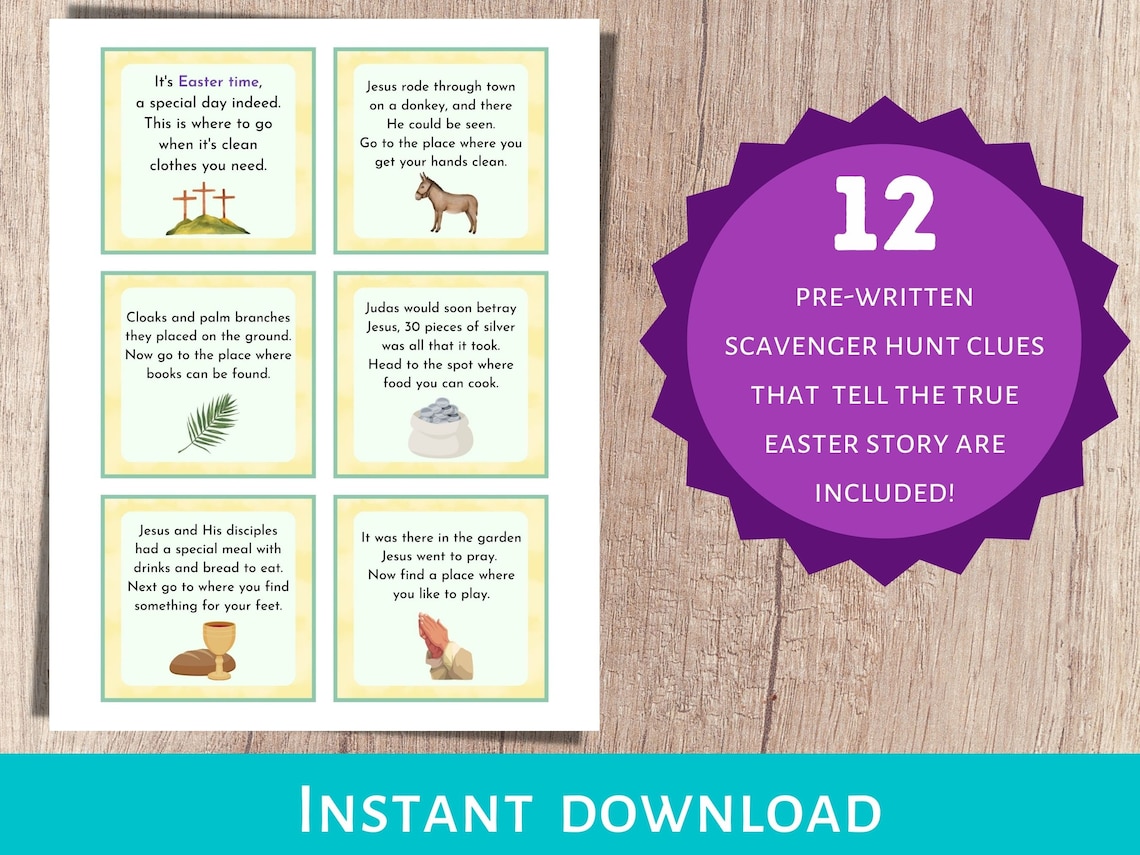 Easter Scavenger Hunt Easter Bible Game Printable Easter Etsy