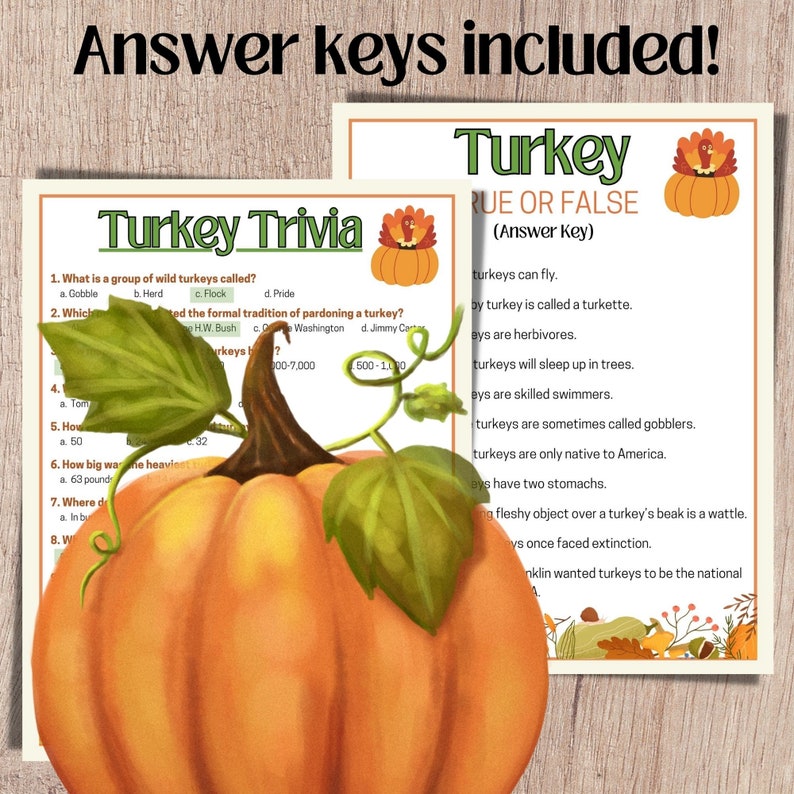 Turkey Trivia, Thanksgiving Trivia, Fall Trivia Game, Thanksgiving Quiz