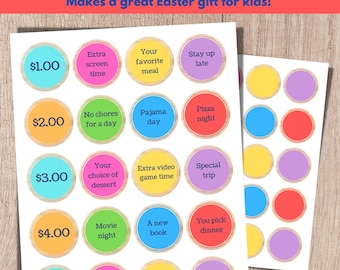 Ostertoken, Osterspiele zum Ausdrucken, Osterei-Gutscheine, Eiersuche, Osterei-Token, Gutscheine für Kinder, Osterei-Füller