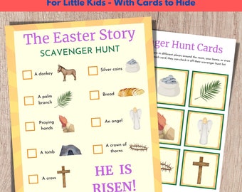 Easter Scavenger Hunt, Easter Bible Games, Scavenger Hunt For Kids, Treasure Hunt, Scavenger Hunt With Picture Cards, Easter Printable Game