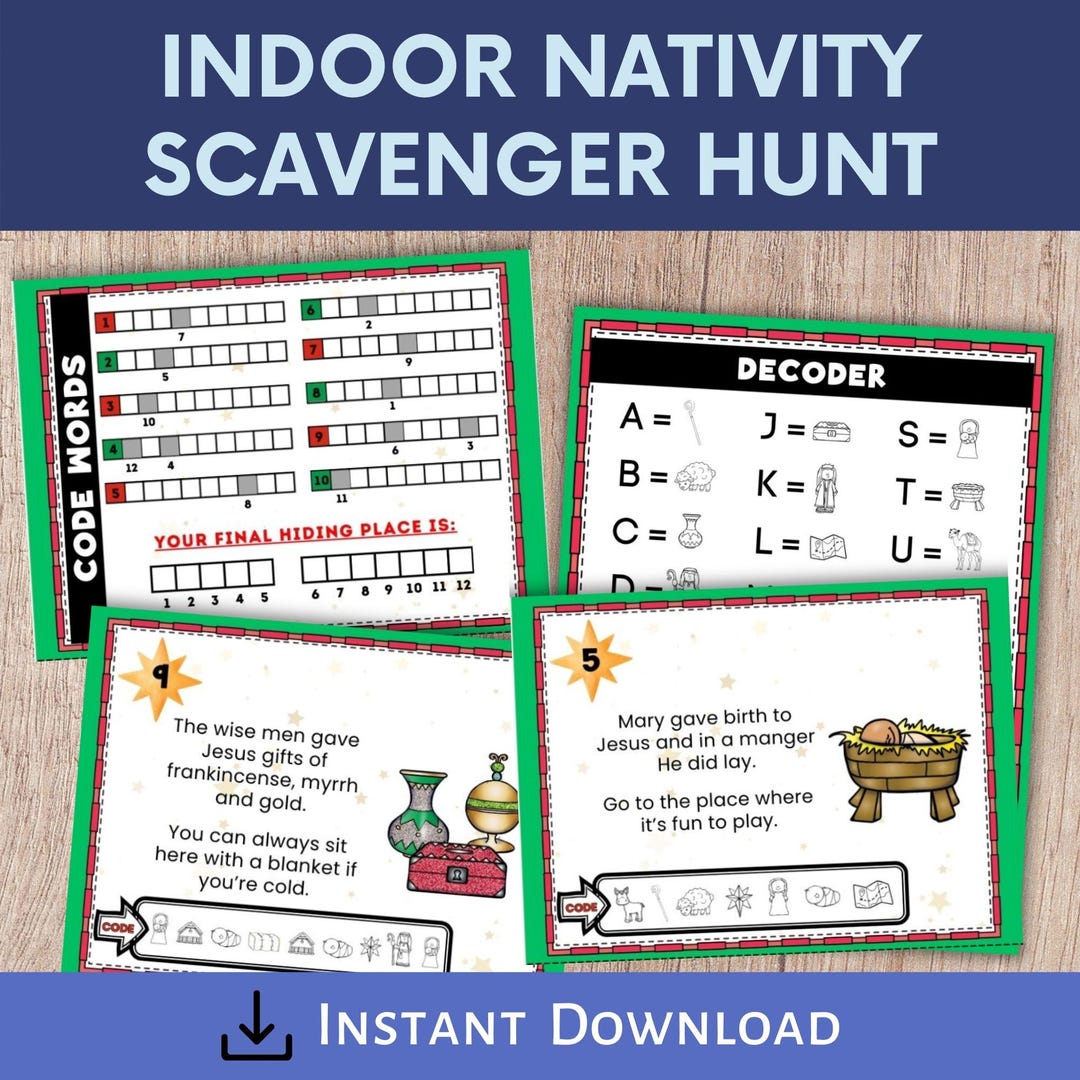 Nativity Scavenger Hunt, Christmas Scavenger Hunt, Indoor Treasure Hunt ...