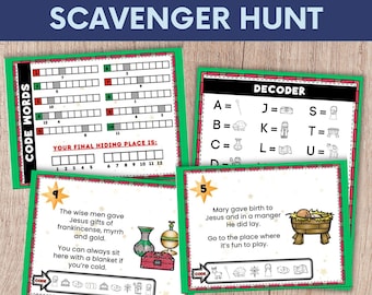 Nativity Scavenger Hunt, Christmas Scavenger Hunt, Indoor Treasure Hunt, Nativity Game, Scavenger Hunt with Riddle, Religious Advent Game