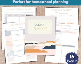 Lesson Plan Template, Homeschool Teacher Planner, Lesson Planner Printable, Weekly Planner Template, Academic Planner, Unit Study Planner