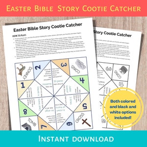 Easter Bible Story Cootie Catcher, Easter Bible Game, Easter Printable Game For Kids, Easter Advent, Religious Easter Activity, Easter Story