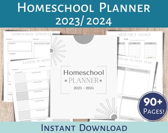 Homeschool Planner, 2023 & 2024 Planner, Academic Planner, Printable Homeschool Planner, Minimalist Planner, Teacher Planner, Binder
