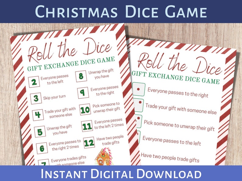Christmas Dice Game, Holiday Gift Exchange Game, Christmas Party Game