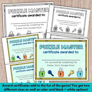 Printable Christian Easter story escape room as a Bible game for kids.