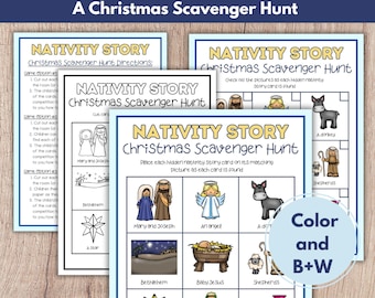 Nativity Scavenger Hunt, Christmas Scavenger Hunt, Hide and Seek Game, Nativity Game, Advent Game, Nativity Coloring Page, Religious Game