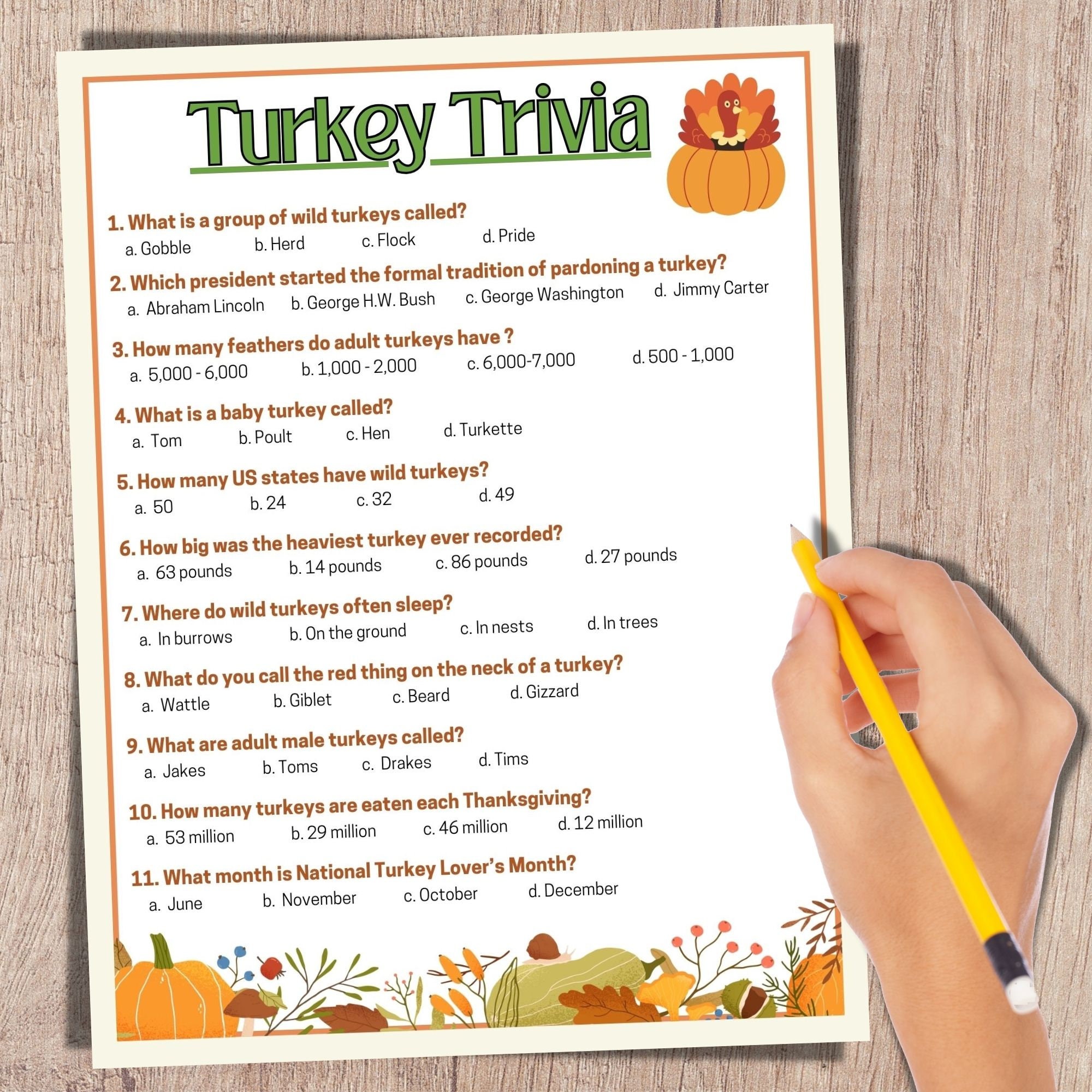 Turkey Trivia, Thanksgiving Trivia, Fall Trivia Game, Thanksgiving Quiz