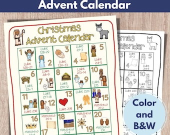 Advent Calendar for Kids, Nativity Printable, Christmas Countdown, Advent Printable, Nativity Coloring Page, Advent Calendar, Nativity Story