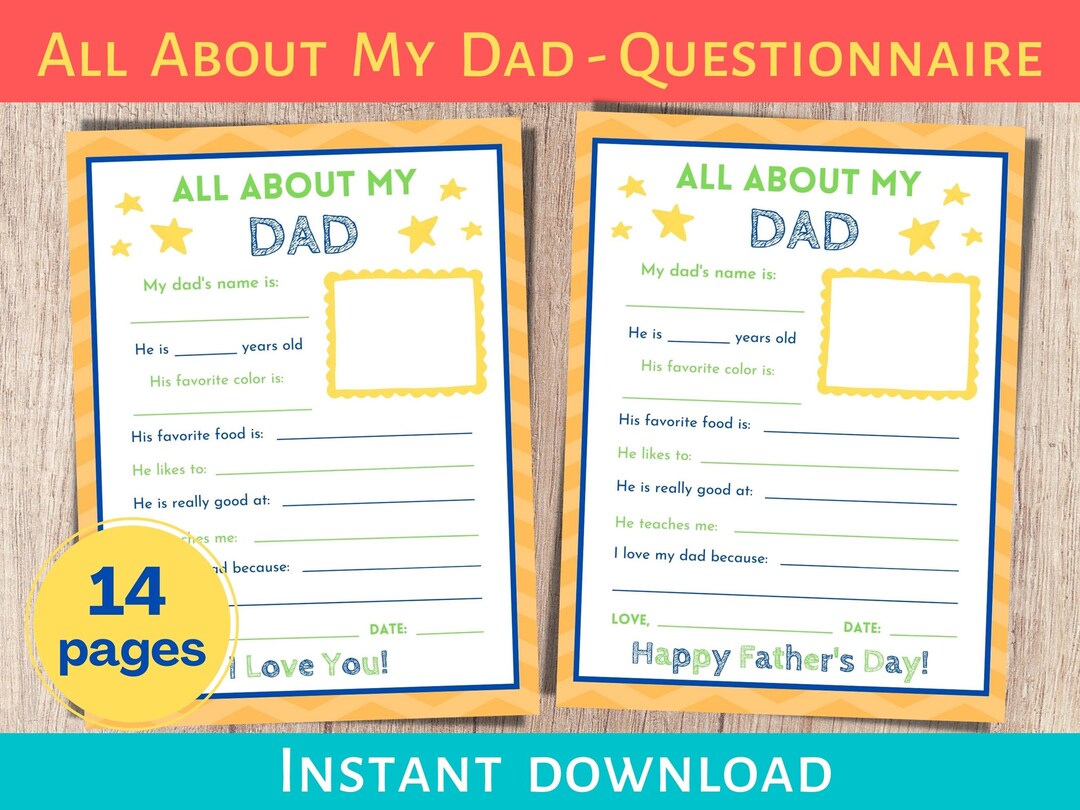 All About My Dad Fathers Day Printable Craft All About My - Etsy
