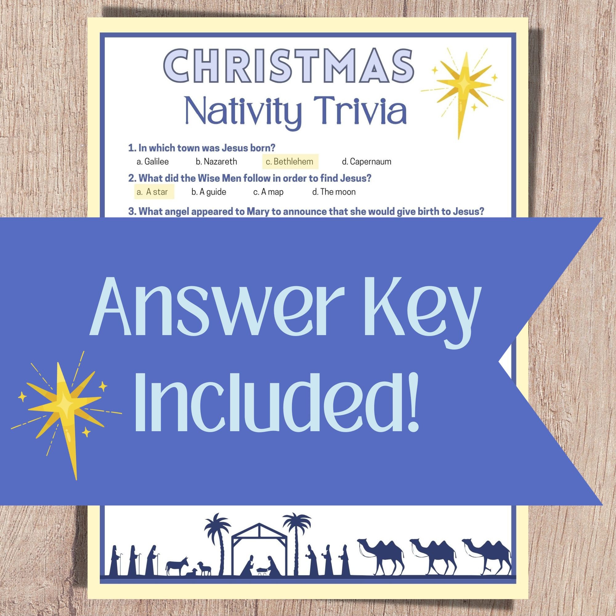 Christian Christmas Trivia, Christmas Bible Trivia, Printable Bible