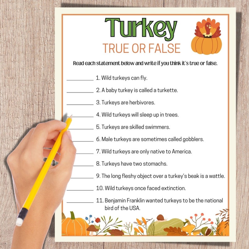 Turkey Trivia, Thanksgiving Trivia, Fall Trivia Game, Thanksgiving Quiz, Fall Party Game