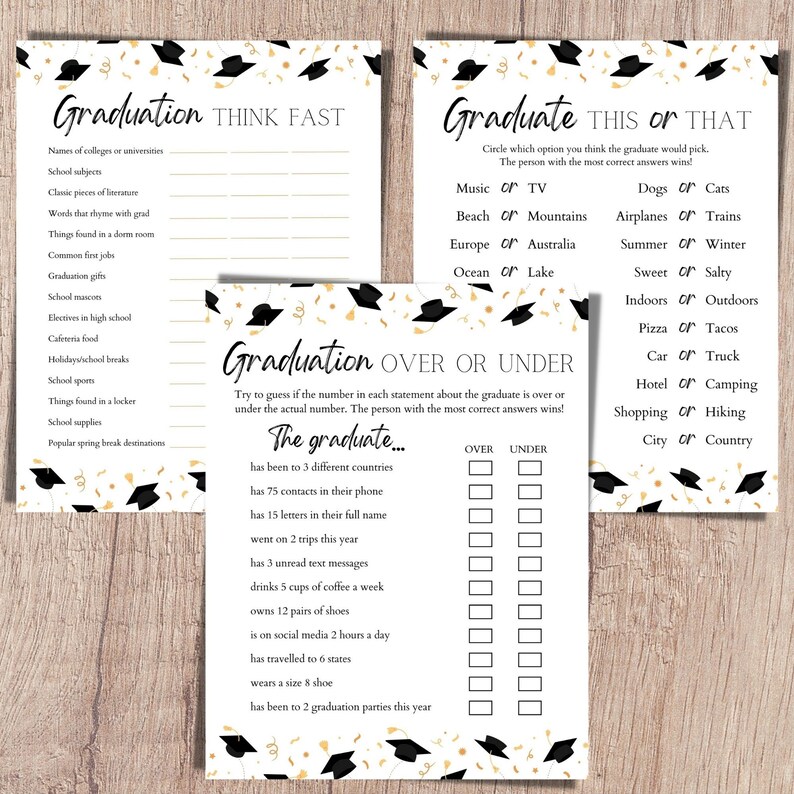 Graduation Games, Graduation Bundle, Printable Grad Game, Pass the Gift ...