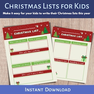 Lista de Navidad, Lista de deseos para niños, Lista de regalos de Navidad, Lista de vacaciones imprimible, Lista de deseos de vacaciones, Lista de Navidad para niños imprimible
