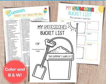 Summer Bucket List Printable, Kids Summer Activity, Summer Bucket List for Kids, Summer To Do List, Family Summer Bucket List