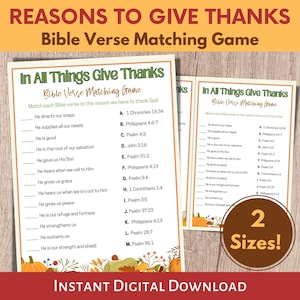 Printable Thanksgiving Bible game as a Bible match game.