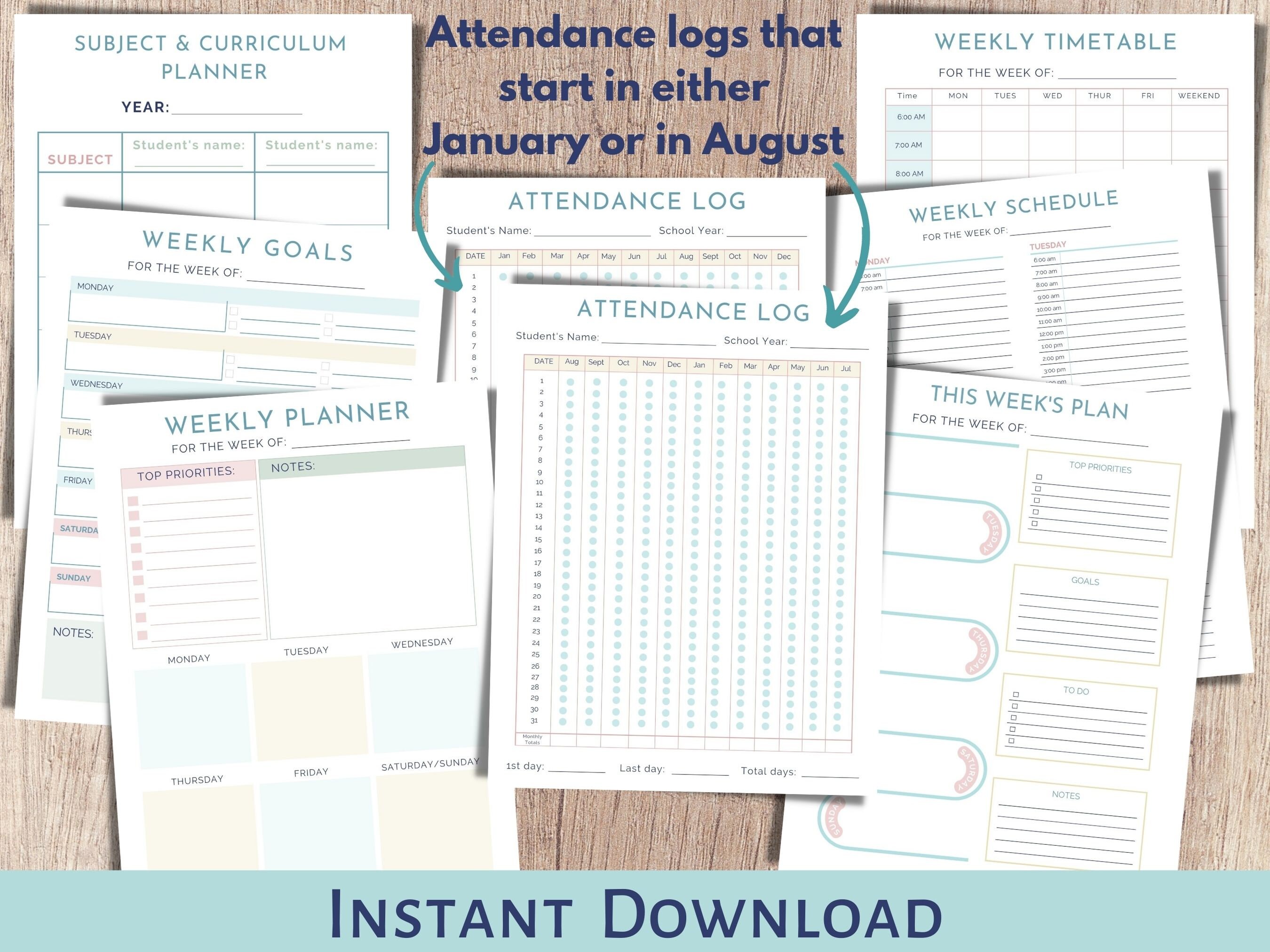Homeschool Planner 2023 & 2024 Planner Printable Homeschool Etsy