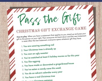 Pass the Gift Game, White Elephant Party, Office Party Games, Christmas Gift Exchange, Christmas Party Game, Printable Holiday Game