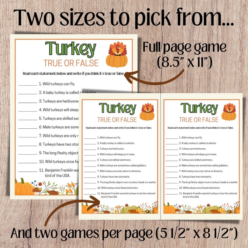 Turkey Trivia, Thanksgiving Trivia, Fall Trivia Game, Thanksgiving Quiz, Fall Party Game