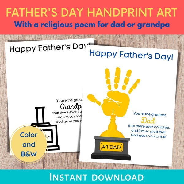 Fathers Day Handprint Craft, Fathers Day Poem, Handprint Printable, Religious Craft, Handprint Art, Worlds Greatest Dad, Best Dad Award