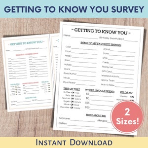Favorite Things List, Get to Know You Survey, Favorites List, Coworker Questionnaire, Teacher Questionnaire, All About Me, Employee List