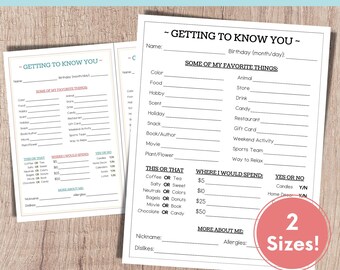 Favorite Things List, Get to Know You Survey, Favorites List, Coworker Questionnaire, Teacher Questionnaire, All About Me, Employee List