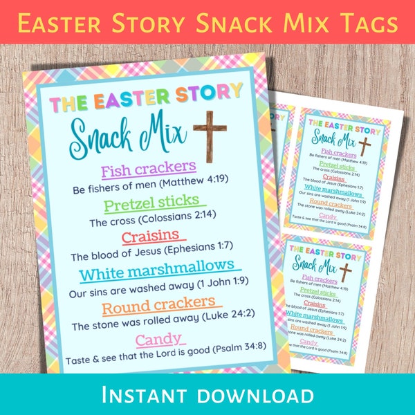 Easter Story Snack Mix Printable, Religious Easter Activities, Easter Tags, Resurrection Activity, Easter Story Bible, Kids Easter Lesson