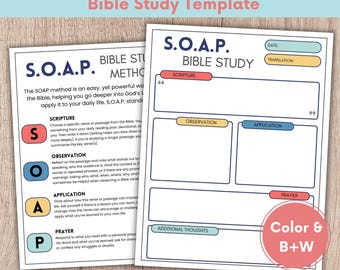 Bible SOAP Notes, Bible Study Journal, SOAP Method Bible Study, Soap Bible Study Method, Bible Verse Mapping, SOAP Template Printable