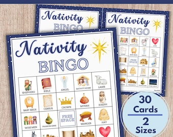 Nativity Bingo Game, Christmas Party Game, Christmas Bingo Game, Family Party Game, Church Christmas, Nativity Story, Advent Bingo Card Game
