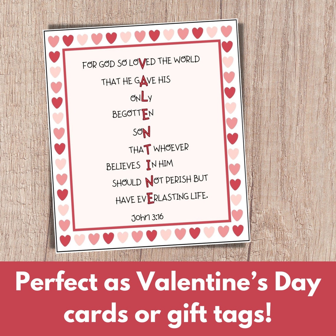 John 3:16 Valentine, Printable Bible Verse Valentine, Christian ...