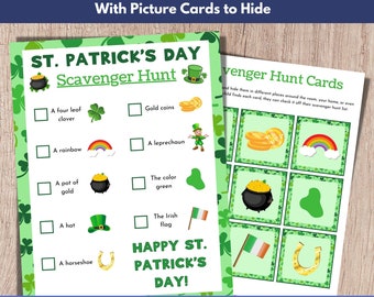 St. Patrick's Day Scavenger Hunt for Little Kids, Treasure Hunt, Printable Game, Scavenger Hunt, St. Patrick's Day Printable Game