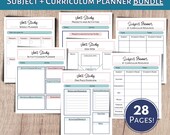 Unit Study Planner and Curriculum Planner Bundle, Homeschool Printable Planner, Subject Record Keeping, Curriculum Resource Tracker