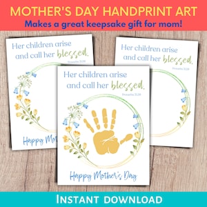 Mothers Day Handprint Printable, Proverbs 31, Bible Verse Craft, Mom Handprint Craft, Religious Mothers Day Craft, Christian Mothers Day