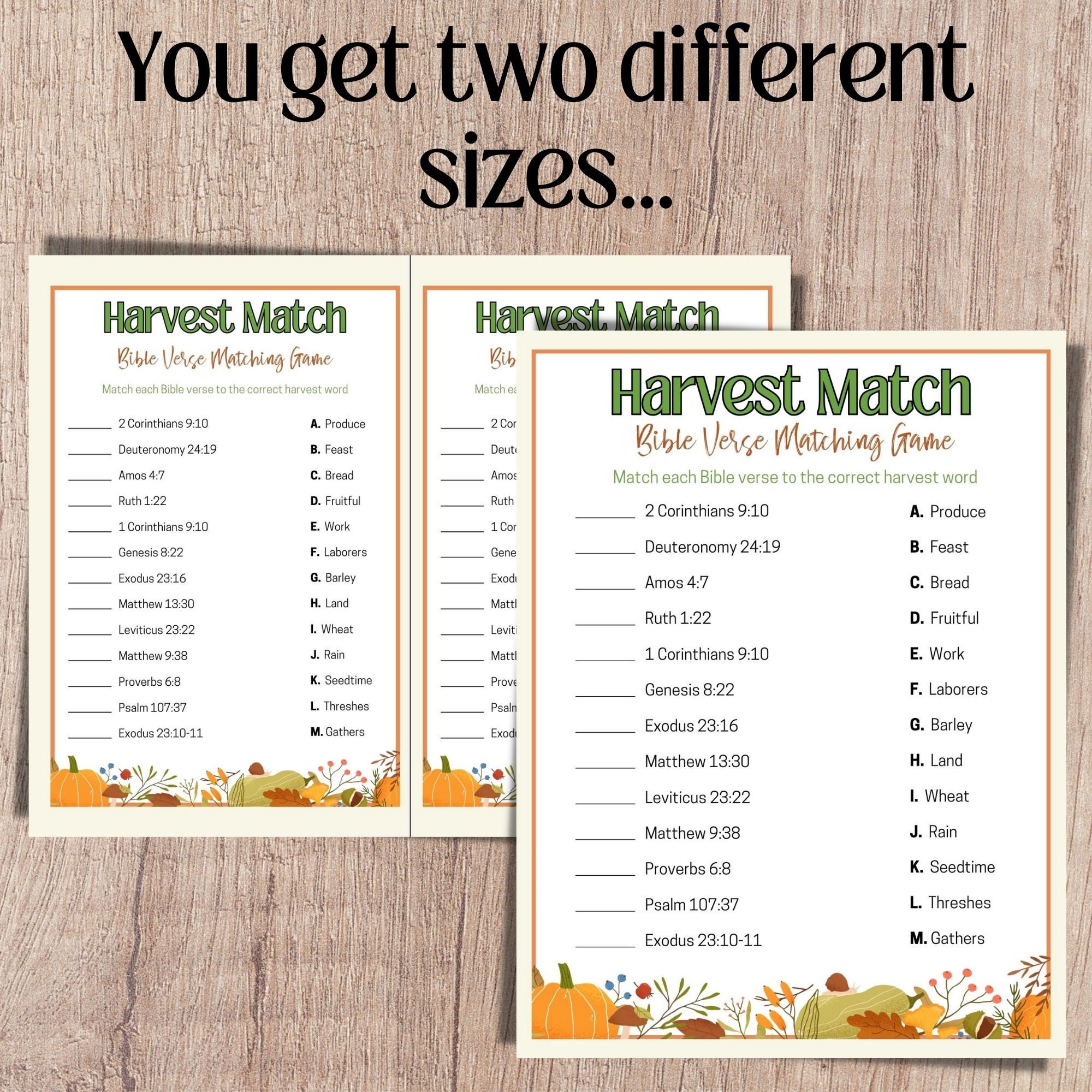 Harvest Bible Match Game, Thanksgiving Trivia, Church Games, Fall ...