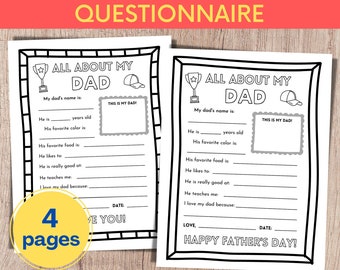 All About My Dad, Fathers Day Printable Craft, All About My Dad Activity, Dad Questionnaire, Fathers Day Craft From Child, Fathers Day Gift
