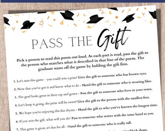 Graduation Games, Pass the Gift Game, Graduation Games Printable, Pass the Prize, Graduate Graduation Games, Class of 2024, Grad Party Games