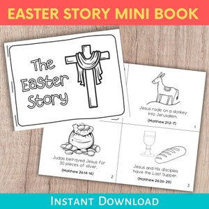 Easter Story Mini Book, Easter Story Coloring, Easter Activities, Holy Week for Kids, Easter Sunday Craft, Religious Easter Crafts with Kids