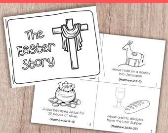 Easter Story Mini Book, Easter Story Coloring, Easter Activities, Holy Week for Kids, Easter Sunday Craft, Religious Easter Crafts with Kids